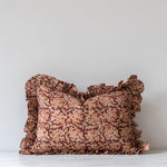 Sienna Block Print Ruffle Pillow Cover 2 - PILLOWS - block print - warm Rug & Weave Pillows