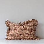 Mairi Block Print Ruffle Pillow Cover 1 - PILLOWS - block print - neutral Rug & Weave Pillows
