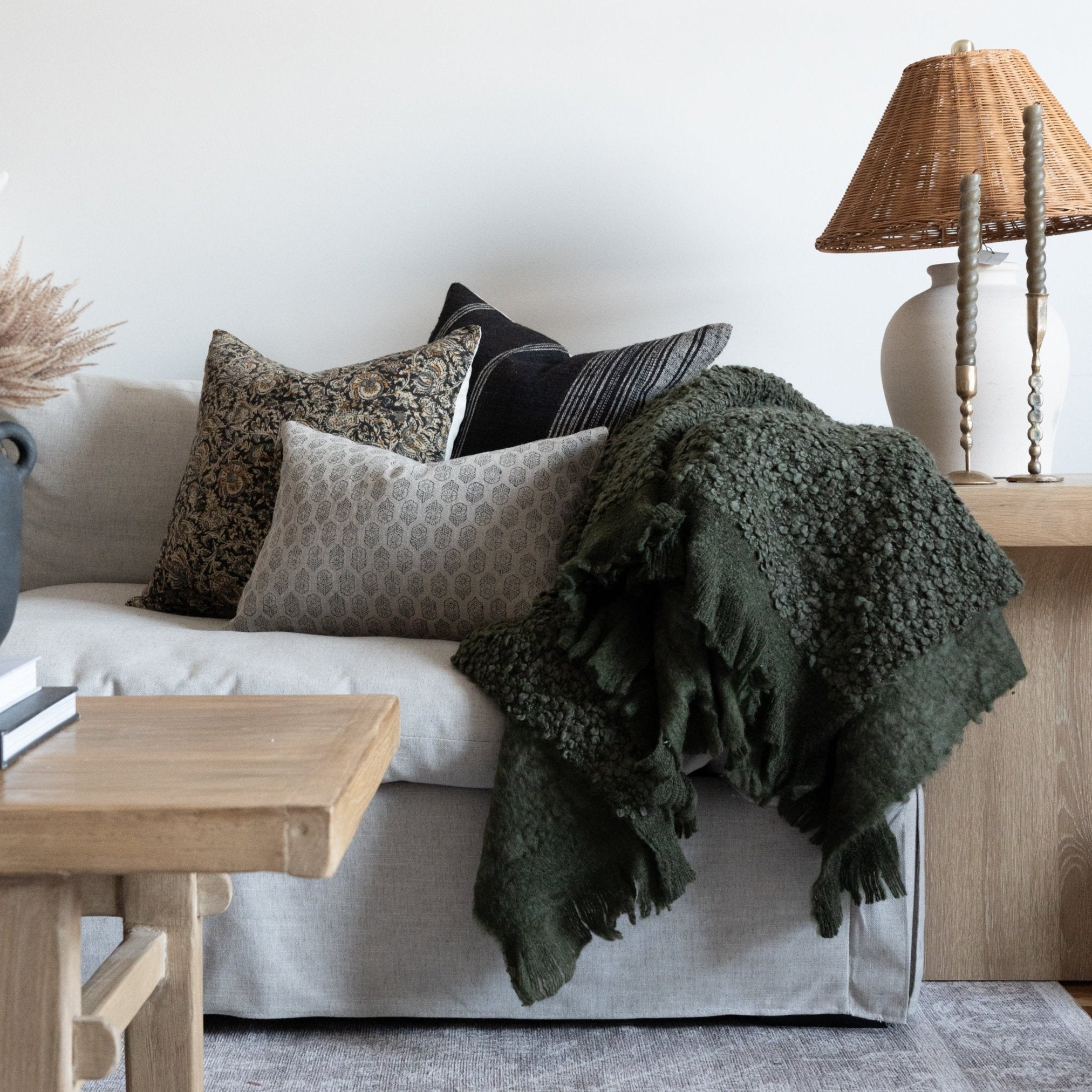 PRE-ORDER: Dolly Block Print Pillow Cover 1 - PILLOWS - block print - neutral Rug & Weave Pillows
