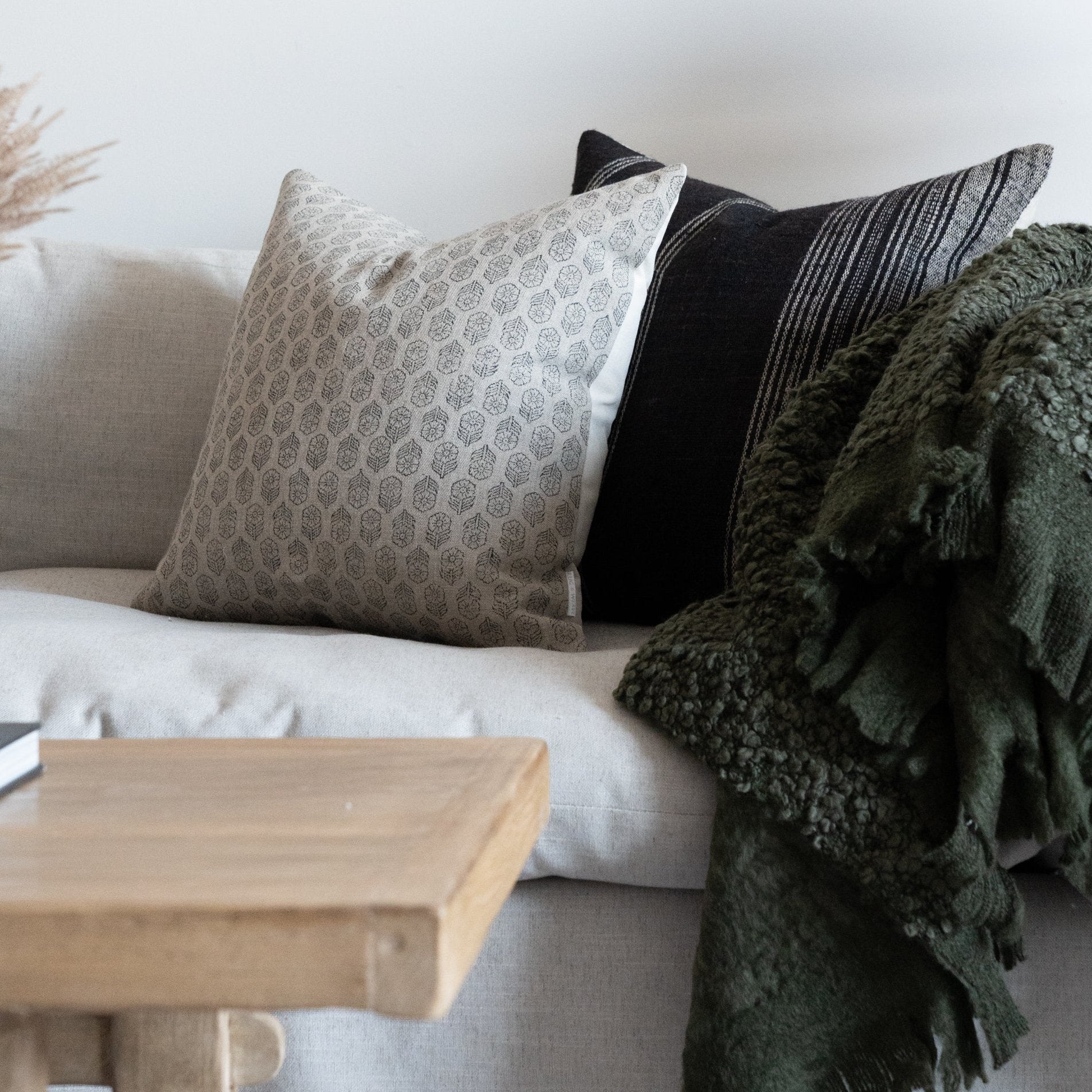 PRE-ORDER: Dolly Block Print Pillow Cover 1 - PILLOWS - block print - neutral Rug & Weave Pillows