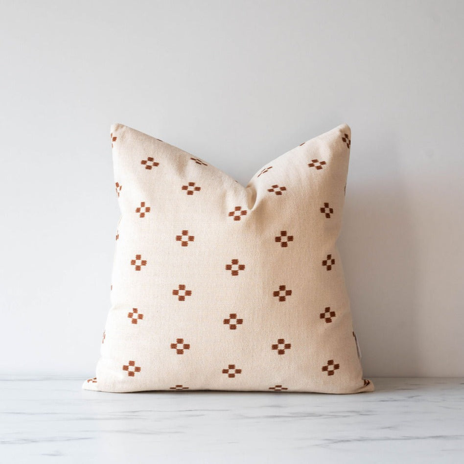 Double Sided Terracotta Dots Pillow Cover 1 - PILLOWS - Thai - neutral Rug & Weave Pillows