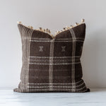 Umber Bhujodi Fringe Pillow Cover 1 - PILLOWS - Bhujodi - neutral Rug & Weave Pillows 20" x 20" with side band