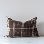 Umber Bhujodi Fringe Pillow Cover 1 - PILLOWS - Bhujodi - neutral Rug & Weave Pillows 14" x 20"