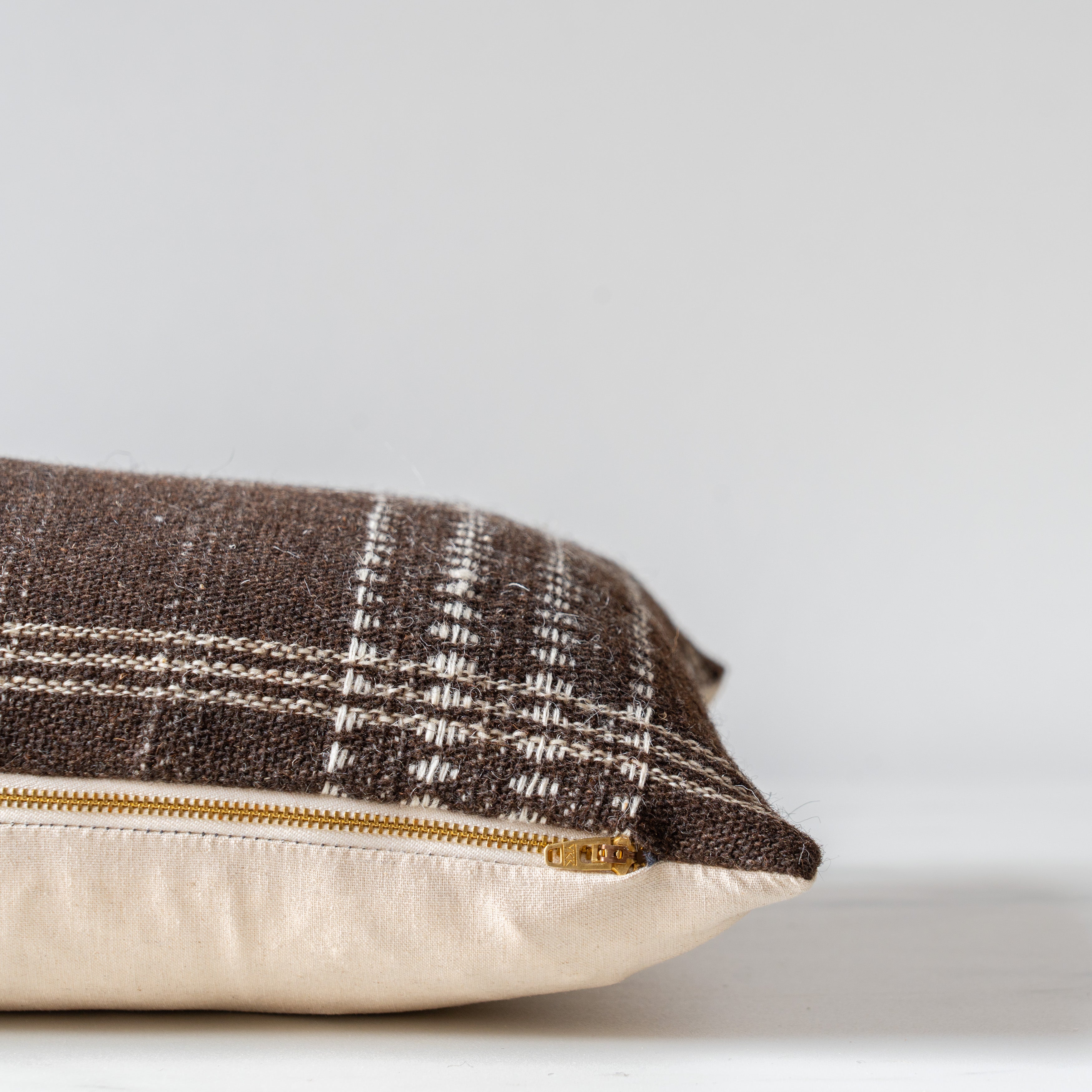 Umber Bhujodi Fringe Pillow Cover 1 - PILLOWS - Bhujodi - neutral Rug & Weave Pillows