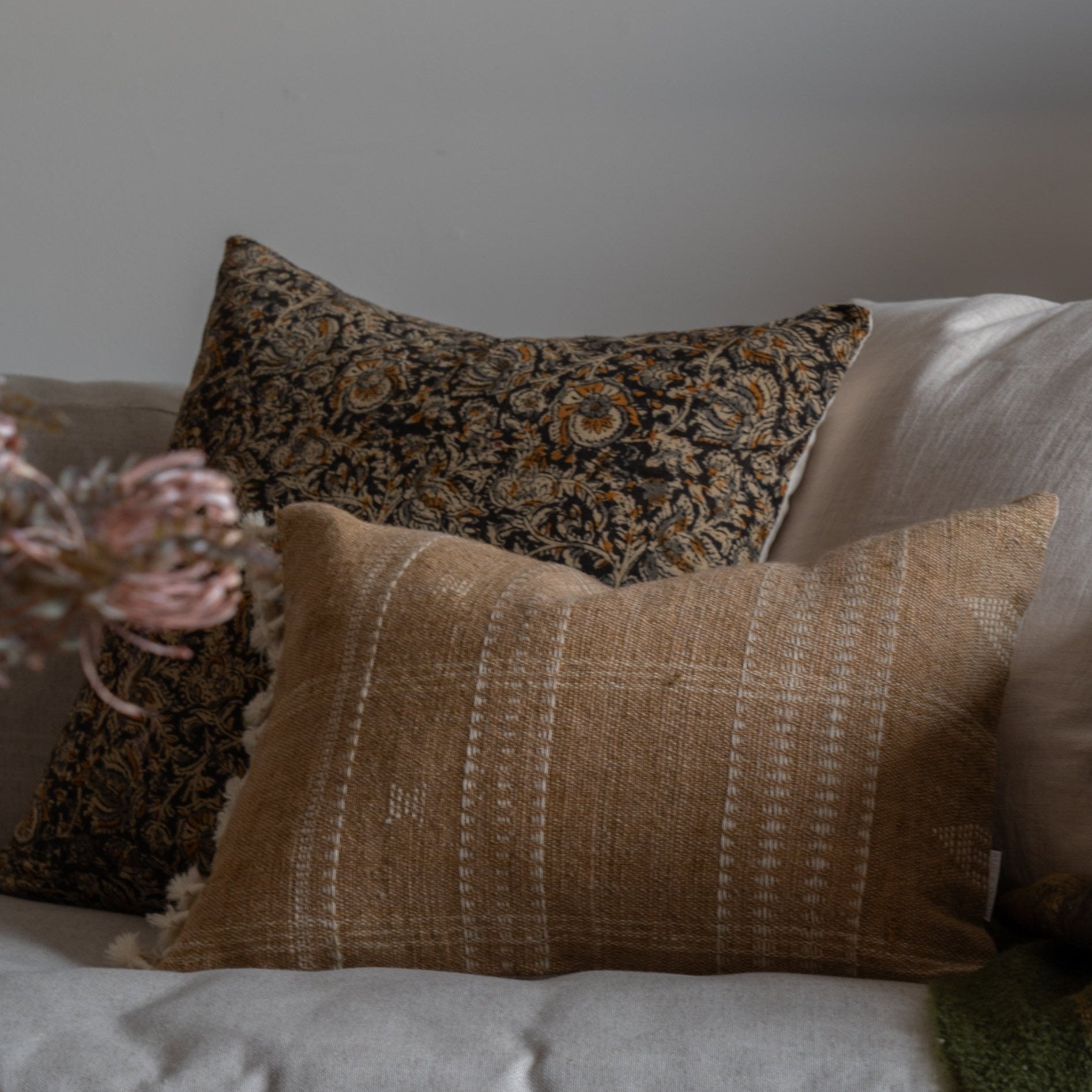 Fawn Bhujodi Fringe Pillow Cover 1 - PILLOWS - Bhujodi - neutral Rug & Weave Pillows