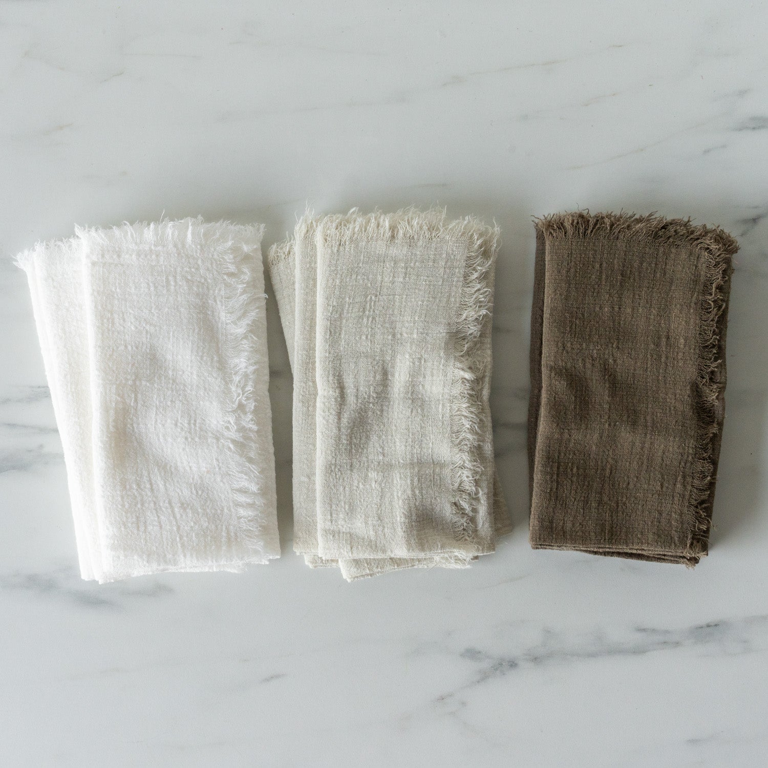 White Cotton Fringed Napkin Set napkin set Bluum Maison (Faire)