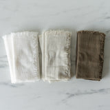White Cotton Fringed Napkin Set napkin set Bluum Maison (Faire)
