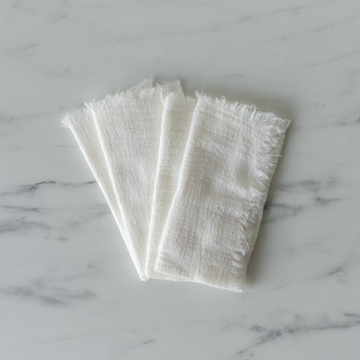 White Cotton Fringed Napkin Set napkin set Bluum Maison (Faire)