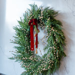 White Plum Berry Cypress Wreath CHRISTMAS 2025 Luxe B Co (Faire)