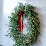 White Plum Berry Cypress Wreath CHRISTMAS 2025 Luxe B Co (Faire)