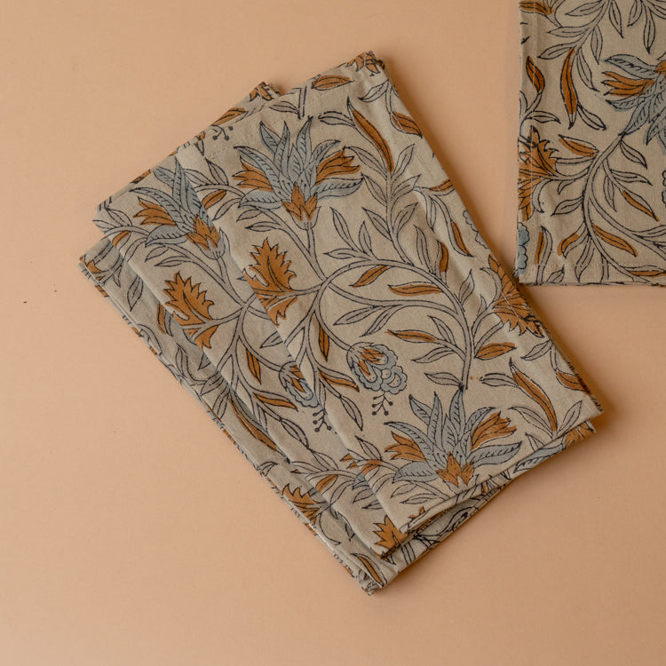 Floral Hand Block Napkin Set napkin Indaba
