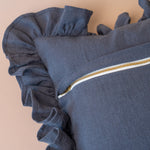 Charcoal Ruffle Pillow Cover 3 - PILLOWS - linen - cool Rug & Weave Pillows