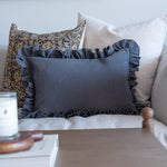 Charcoal Ruffle Pillow Cover 3 - PILLOWS - linen - cool Rug & Weave Pillows