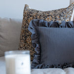 Charcoal Ruffle Pillow Cover 3 - PILLOWS - linen - cool Rug & Weave Pillows