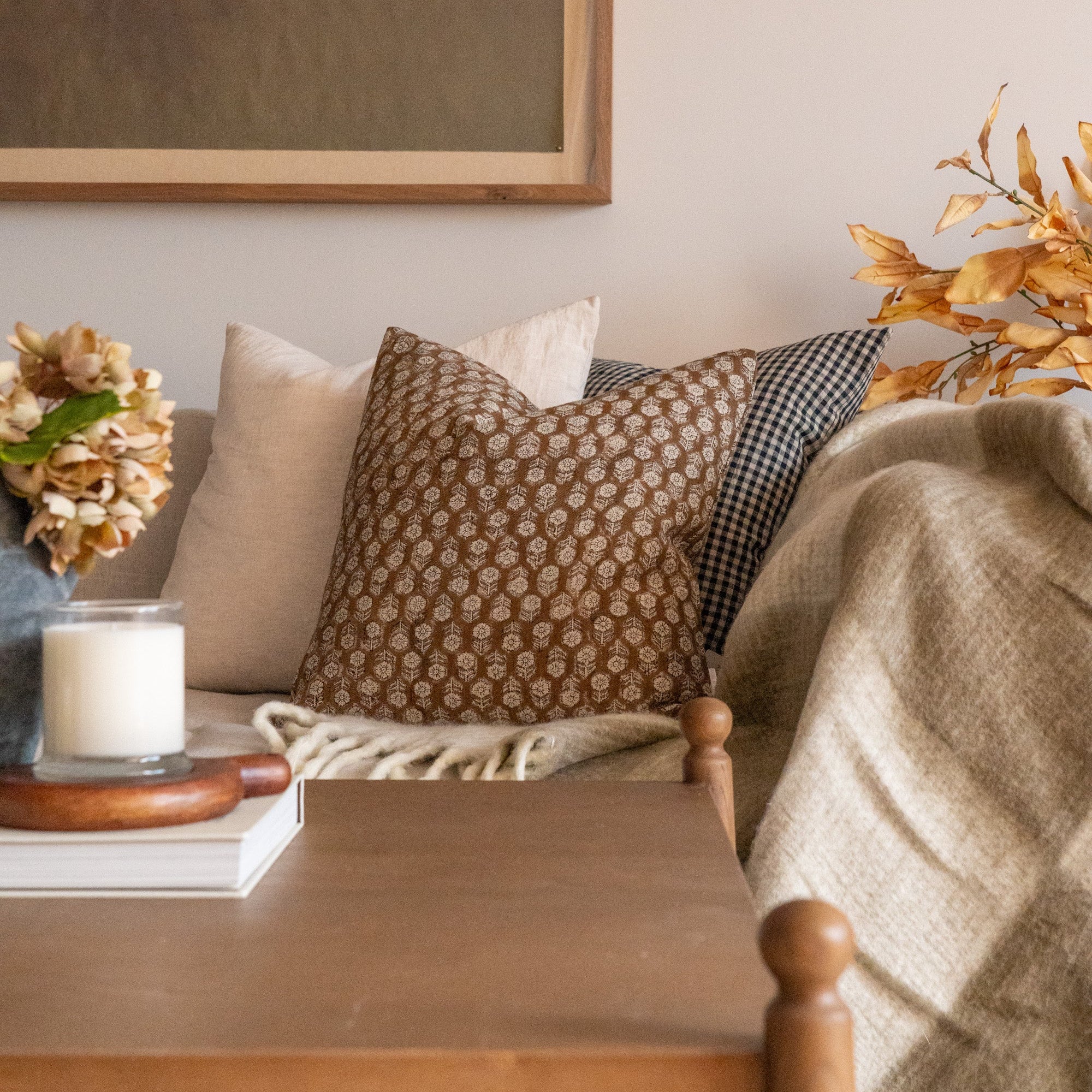 Betsy Block Print Pillow Cover - Double Sided 1-PILLOWS - block print - warm Rug & Weave Pillows