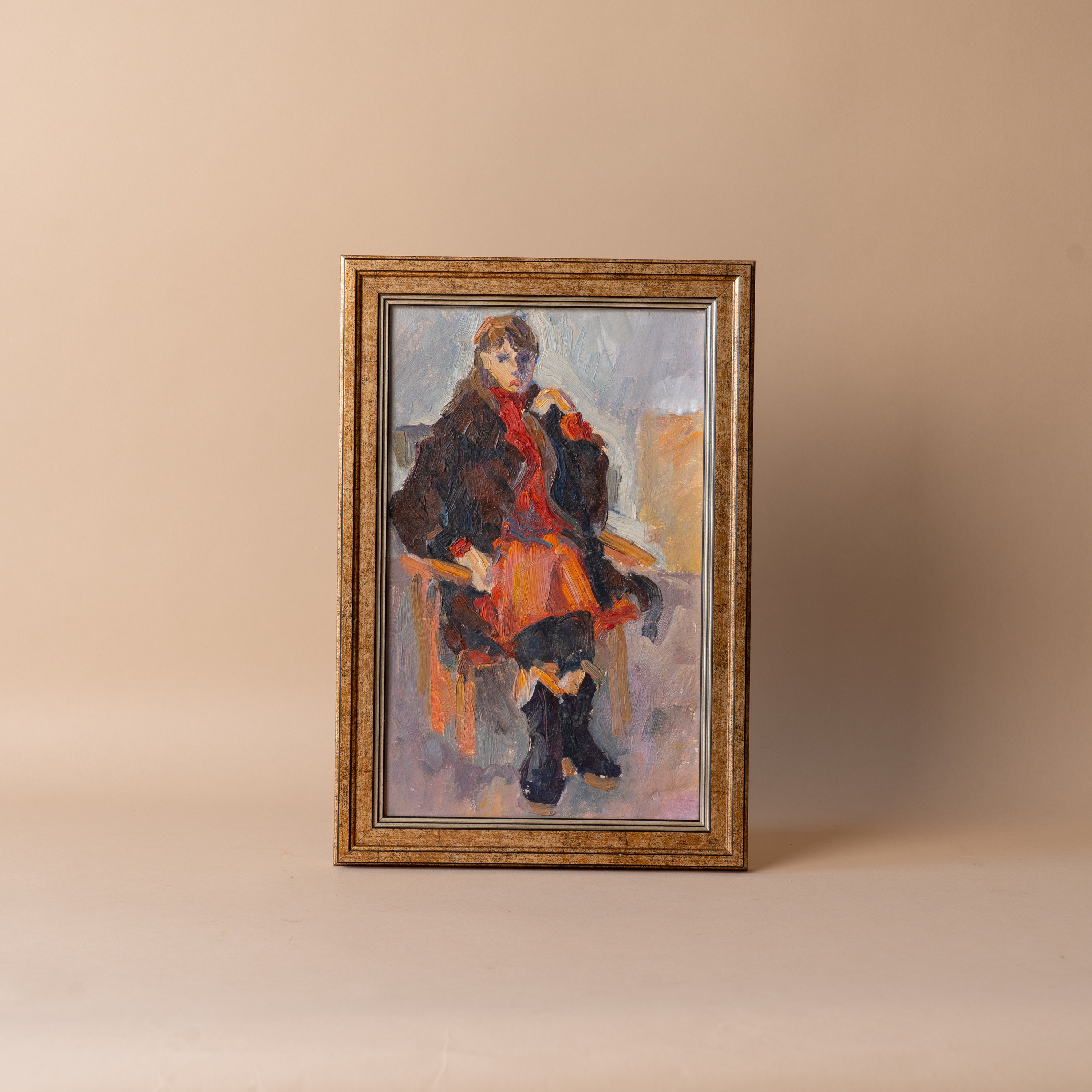 "Pondering" Framed Vintage Painting ARTWORK - vintage painting Hauer Market
