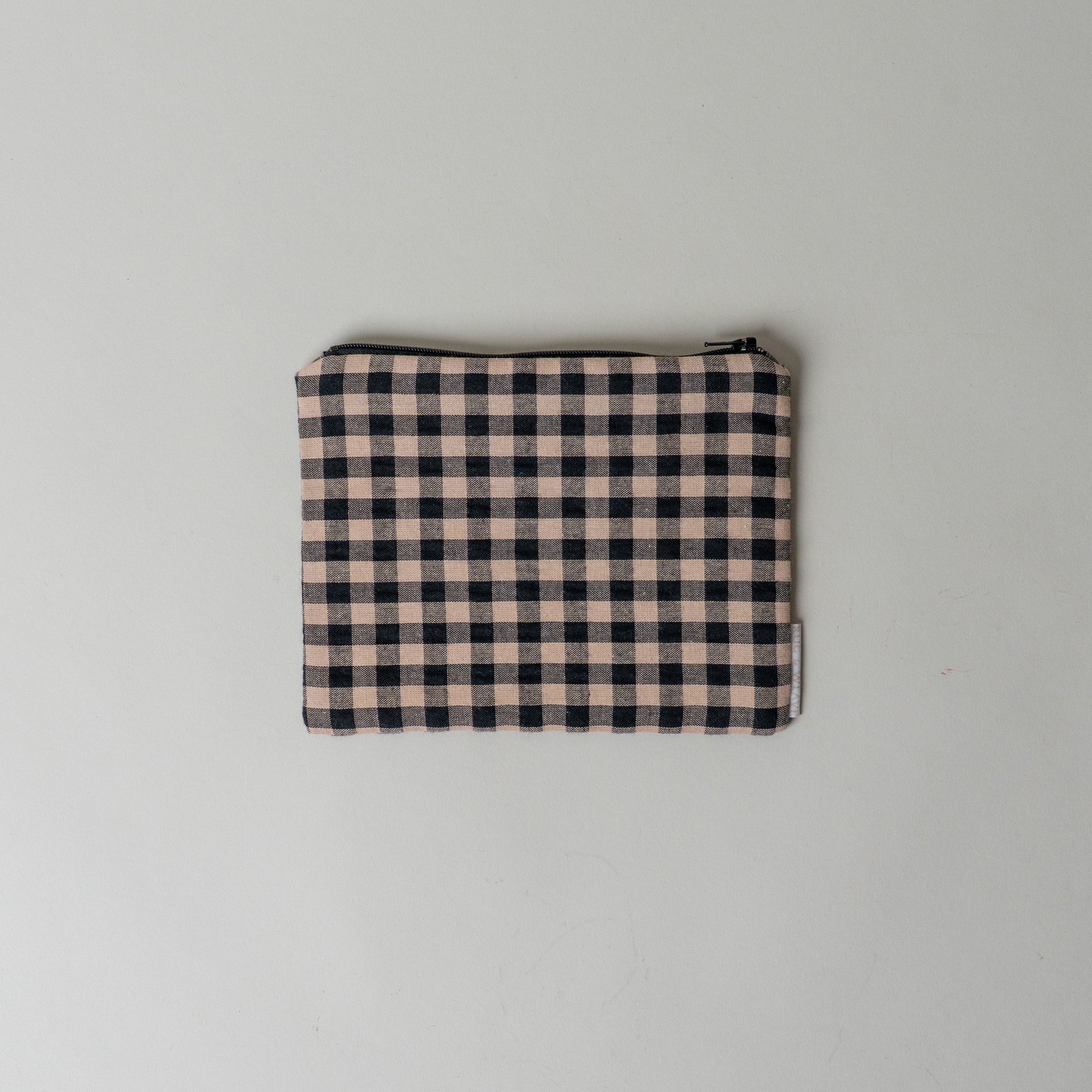 Everyday Gingham Zipper Pouch reusable bag Rug and Weave Pillows Black