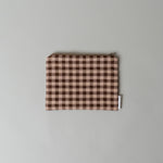 Everyday Gingham Zipper Pouch reusable bag Rug and Weave Pillows Brown