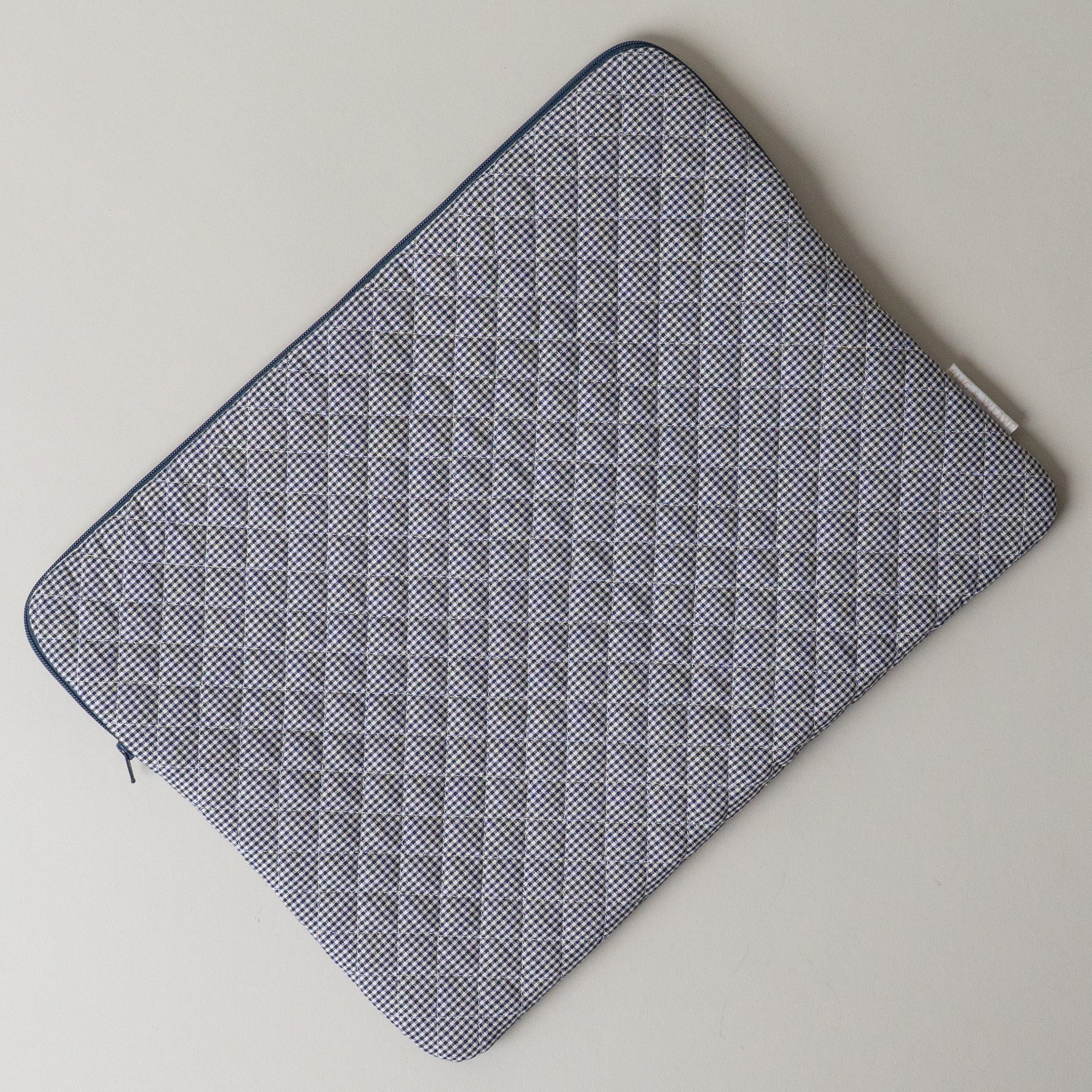 Quilted Gingham Laptop Sleeve laptop sleeve Rug & Weave Pillows Navy