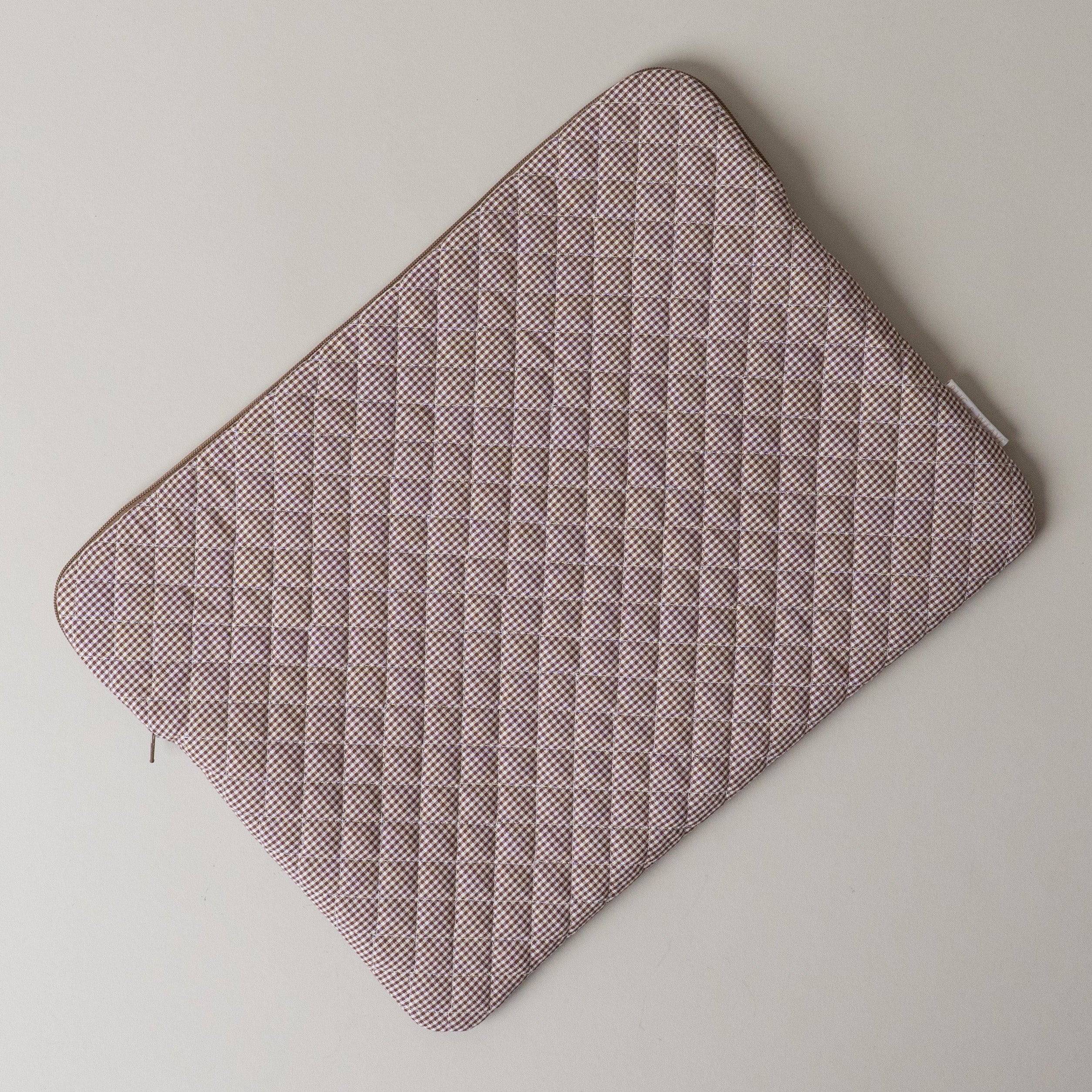 Quilted Gingham Laptop Sleeve laptop sleeve Rug & Weave Pillows Brown