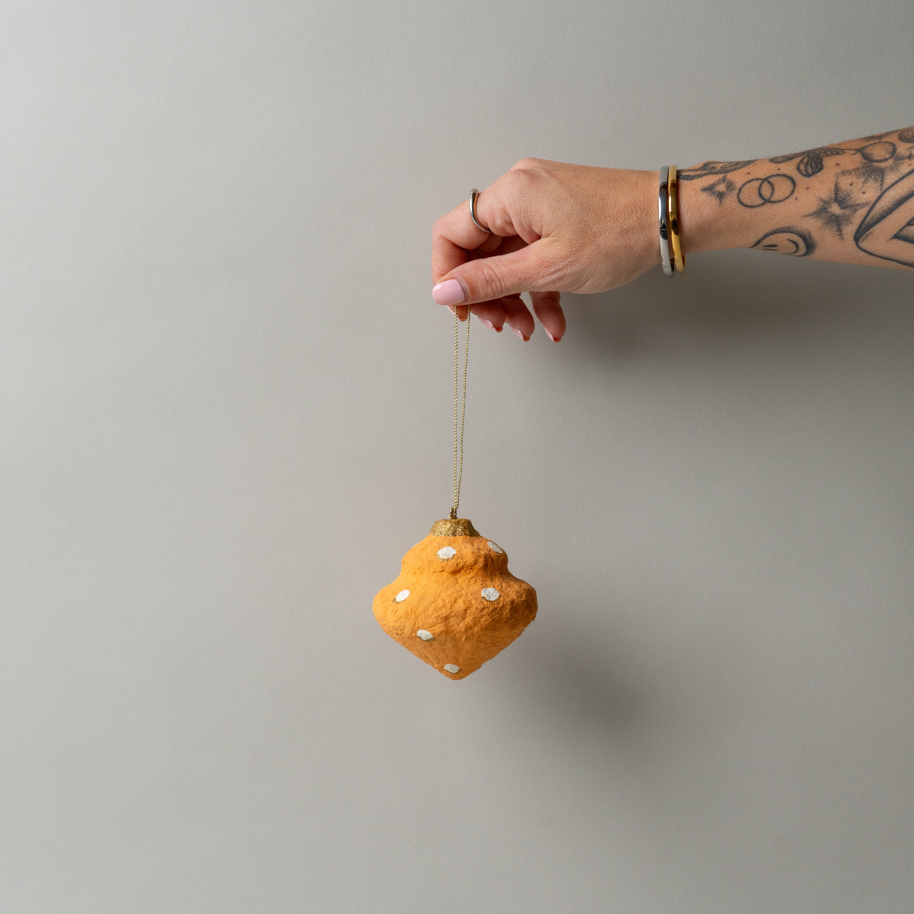 Handmade Paper Mache Ornament - Layered Shape CHRISTMAS 2025 Creative Co-op (DYA) Orange Dot