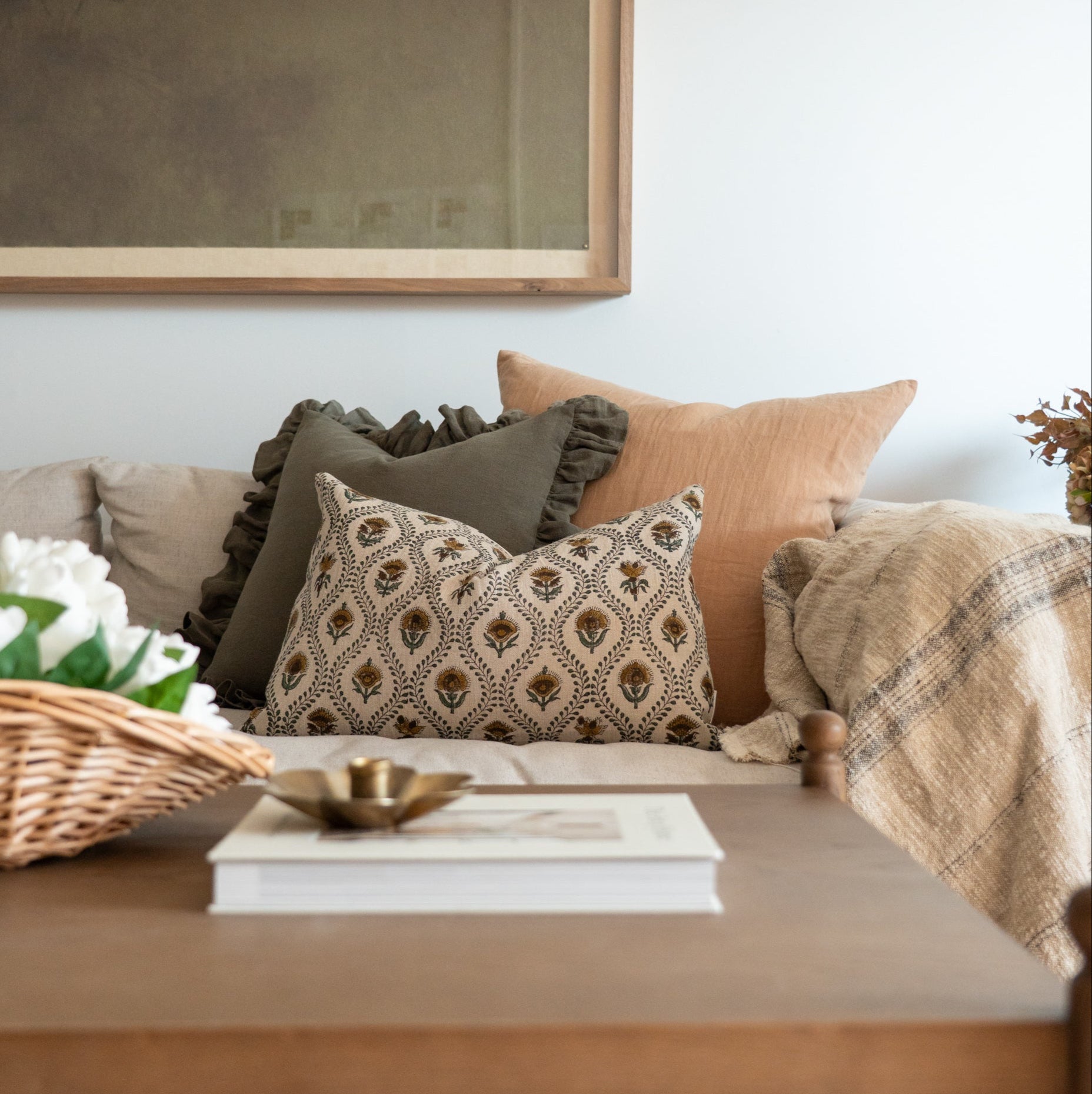 Sage Linen Ruffle Pillow Cover 3 - PILLOWS - linen - cool Rug & Weave Pillows