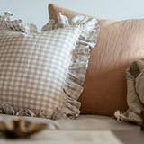 Gingham Ruffle Pillow Cover 1 - PILLOWS - Linen - neutral Rug & Weave Pillows