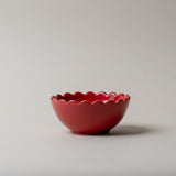 Red Stoneware Scallop Edge Bowl