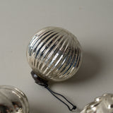 Silver Ribbed Ball Ornament