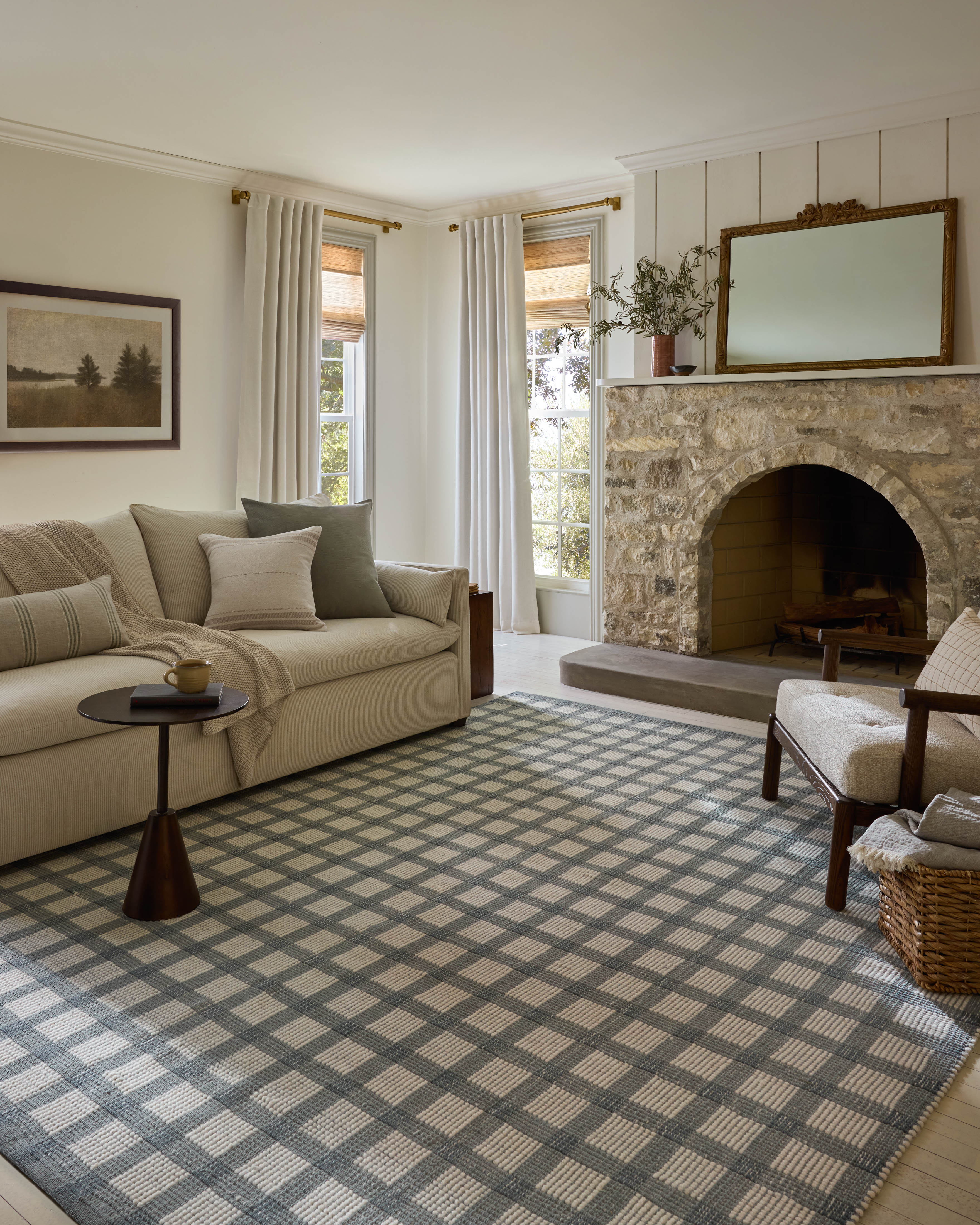Magnolia Home by Joanna Gaines x Loloi Ryder Blue / Ivory Rug RUGS - cotton Loloi