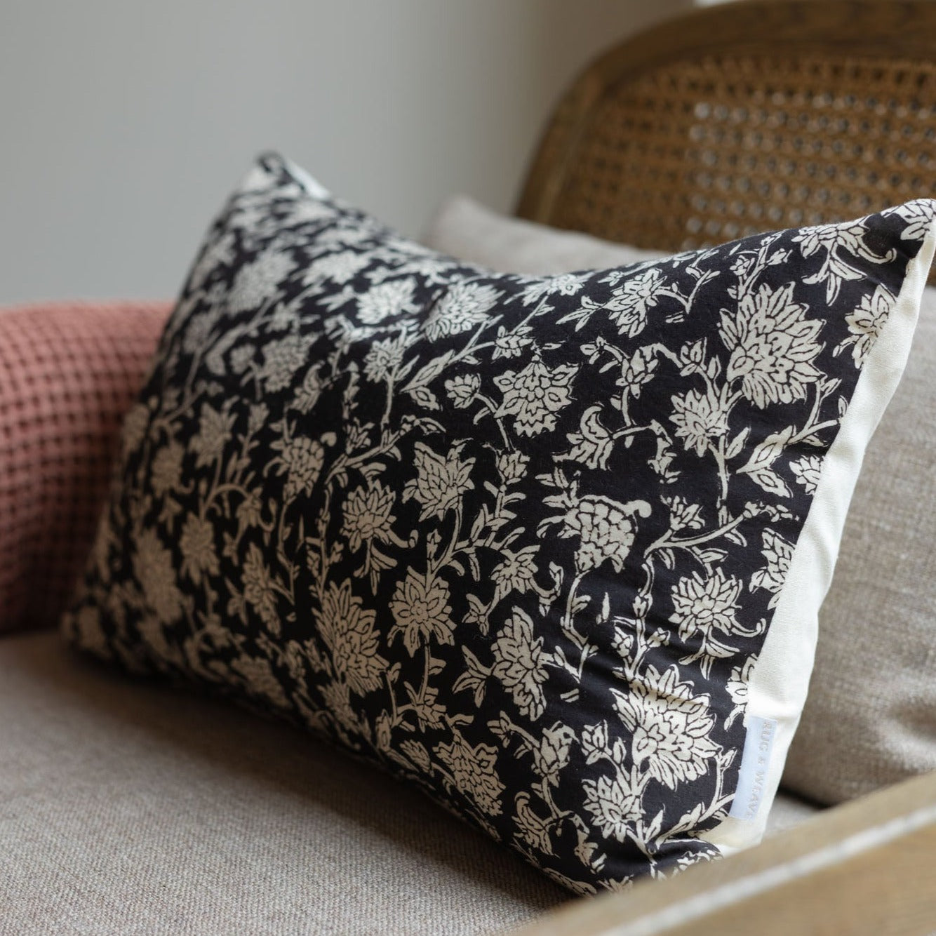 Mica Floral Pillow Cover 00-1 - PILLOWS - block print - neutral Rug & Weave Pillows