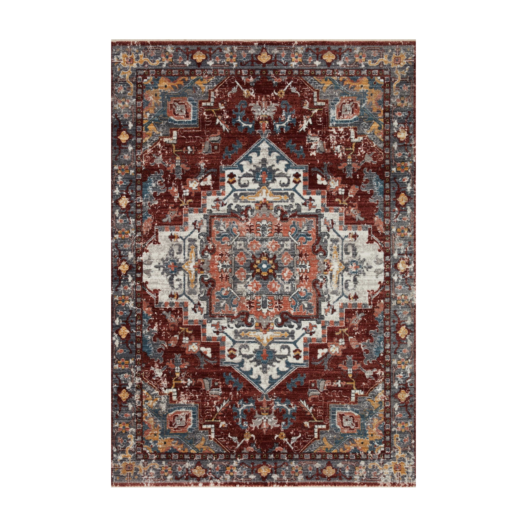 Loloi Samra Brick / Grey Rug RUGS - synthetic Loloi 18" x 18"