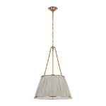 Allister 21" Hanging Shade LIGHTING - pendant Visual Comfort Hand-Rubbed Antique Brass Blue Charee Stripe Pleat