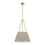 Allister 21" Hanging Shade LIGHTING - pendant Visual Comfort Hand-Rubbed Antique Brass Blue Aditi Pleat