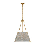 Allister 21" Hanging Shade LIGHTING - pendant Visual Comfort Hand-Rubbed Antique Brass Blue Aditi Pleat