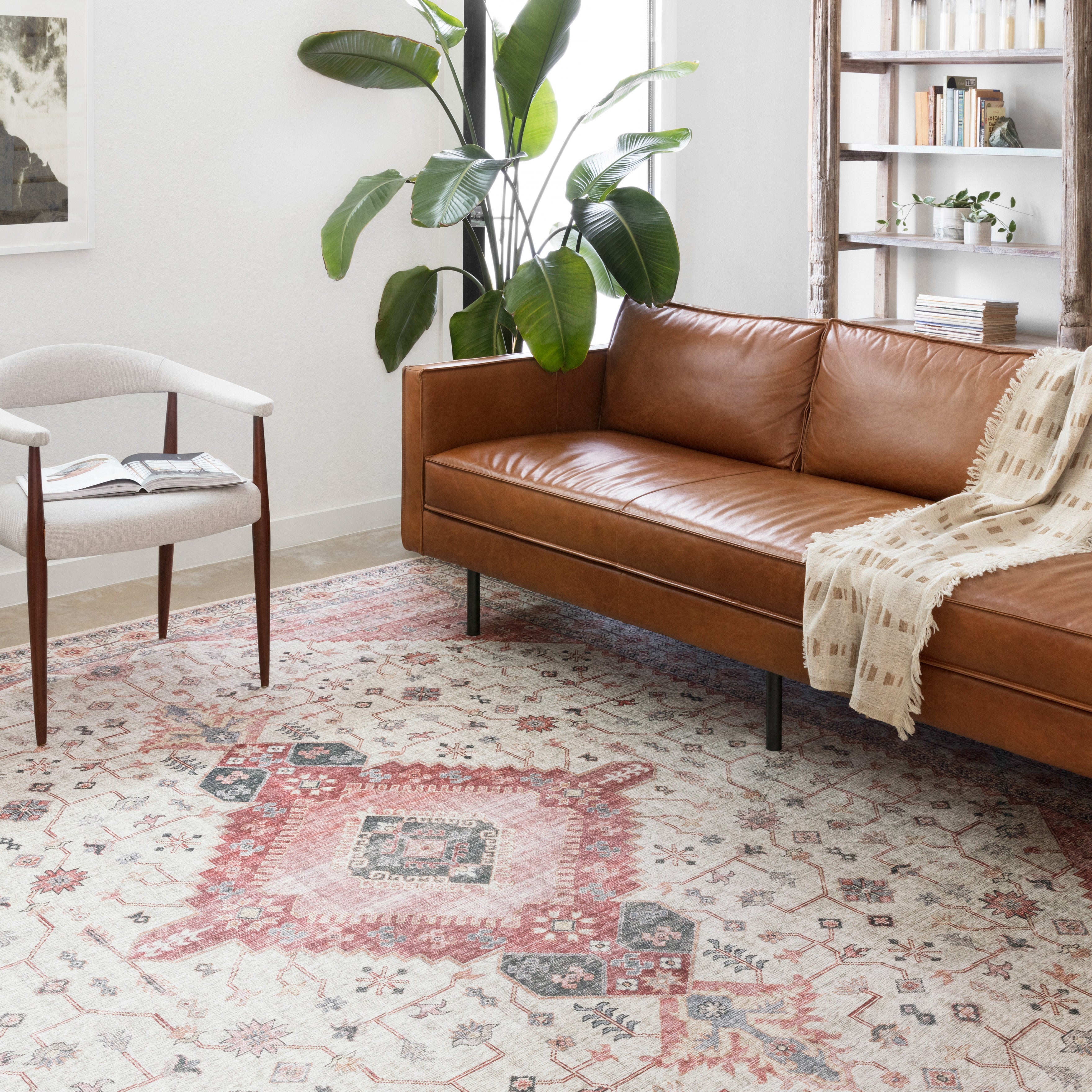 Loloi Skye Ivory / Berry Oval Rug RUGS - synthetic Loloi
