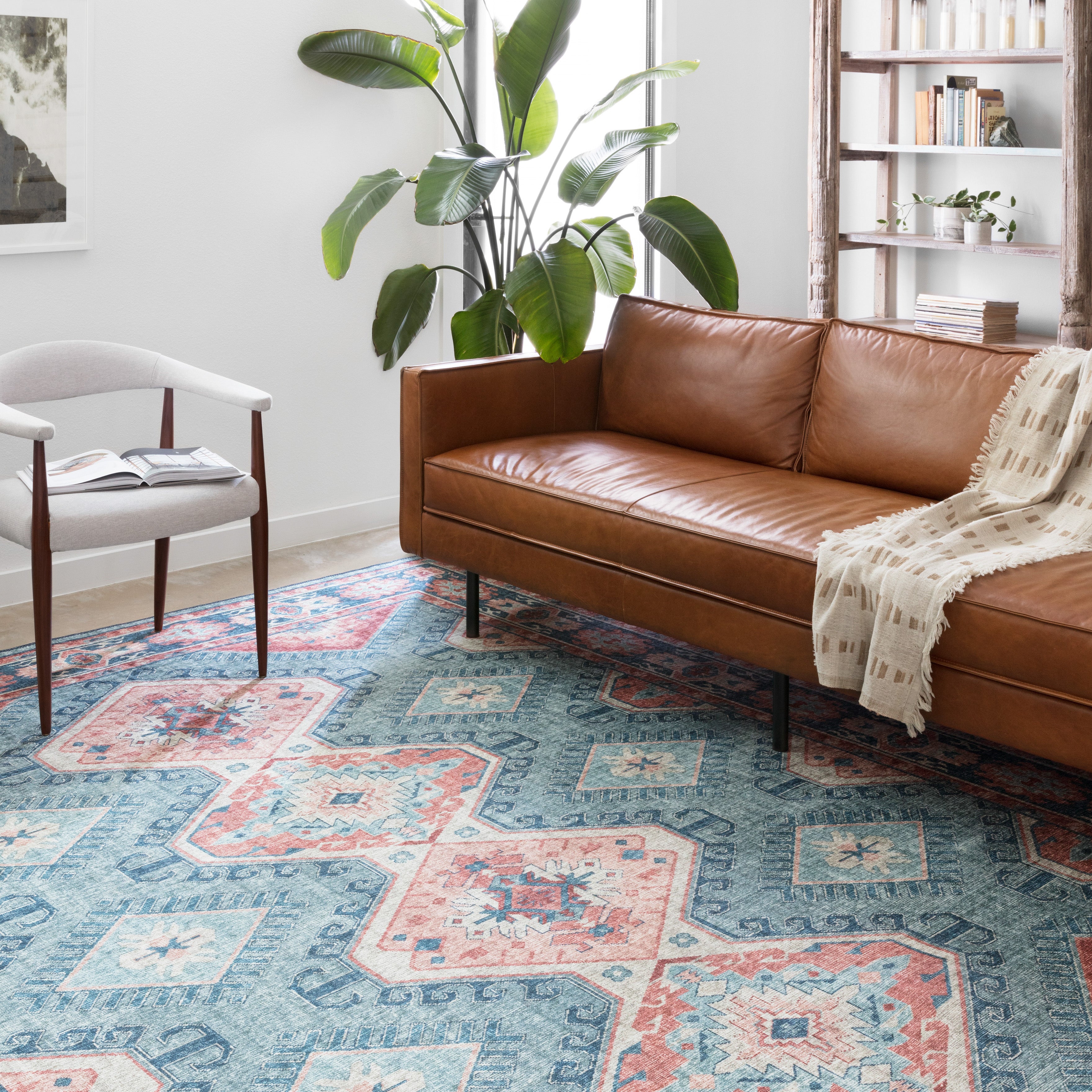 Loloi Skye Turquoise / Terracotta Rug RUGS - synthetic Loloi