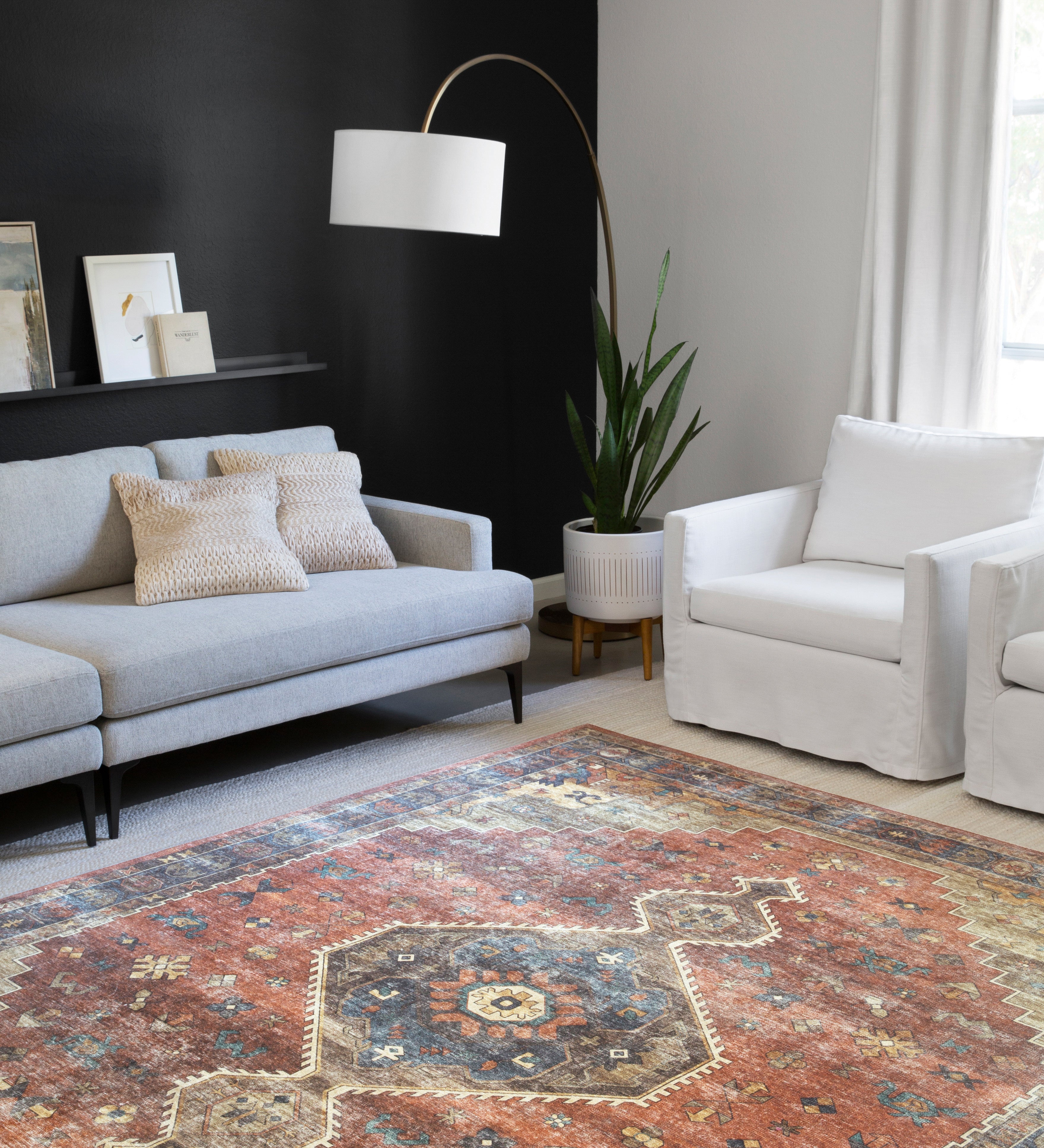 Loloi Skye Rust / Blue Rug RUGS - synthetic Loloi