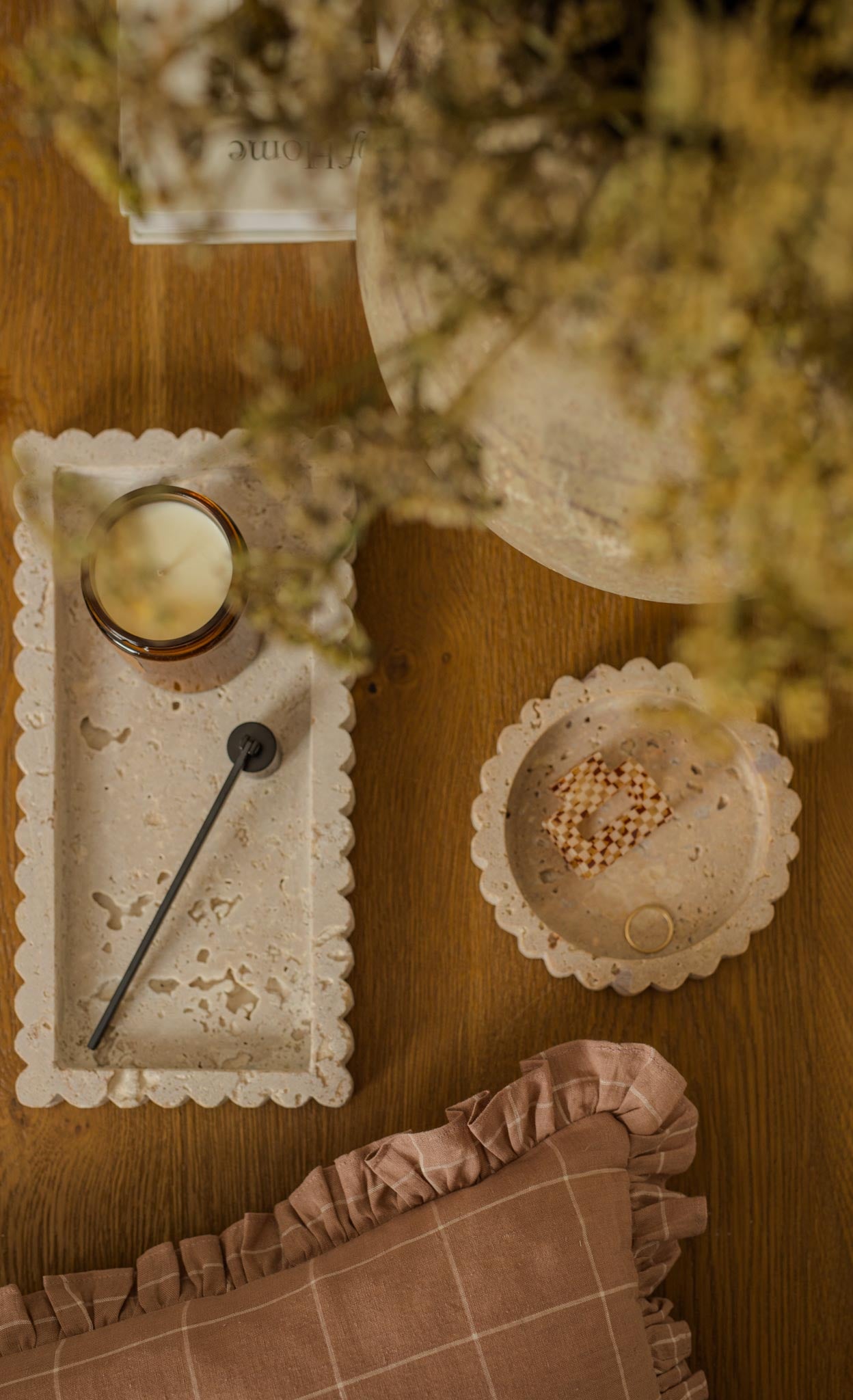 Travertine Scallop Rectangular Tray tray Indaba