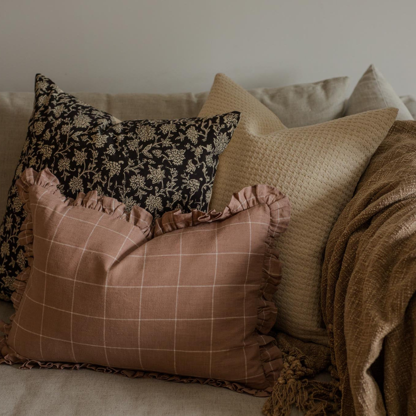 Callie Ruffle Pillow Cover 2 - PILLOWS - Linen - warm Rug & Weave Pillows