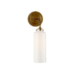 Katie Small Cylinder Sconce LIGHTING - sconce Visual Comfort - Signature Antique Brass White Glass