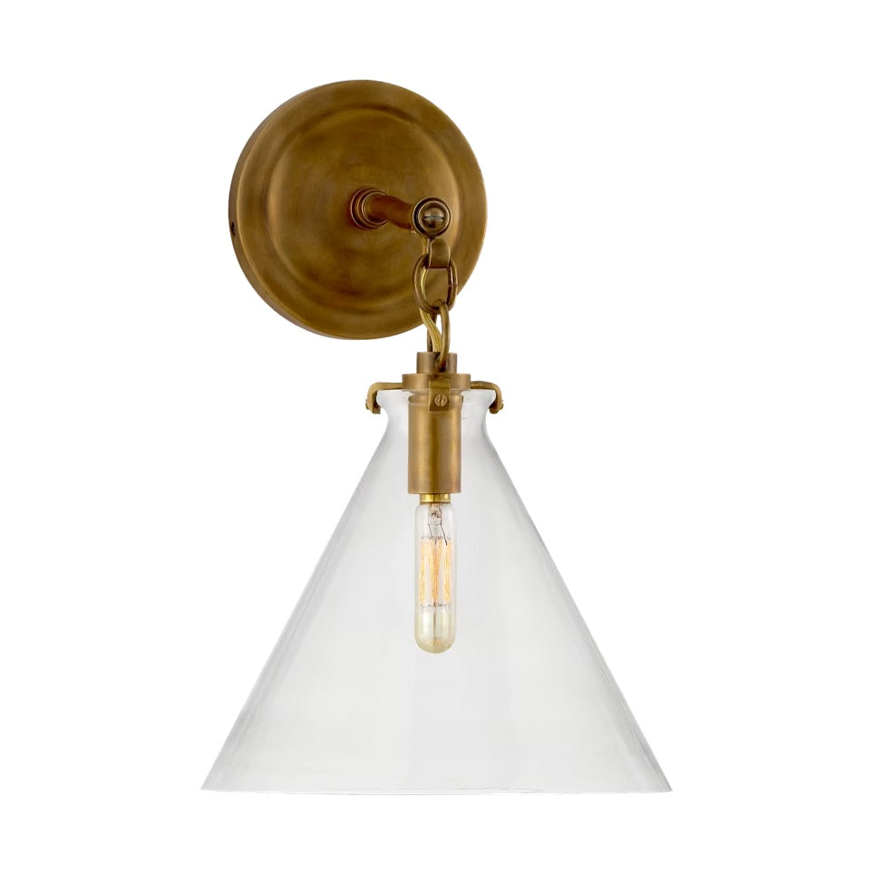 Katie Small Conical Sconce LIGHTING - sconce Visual Comfort - Signature Antique Brass Clear Glass