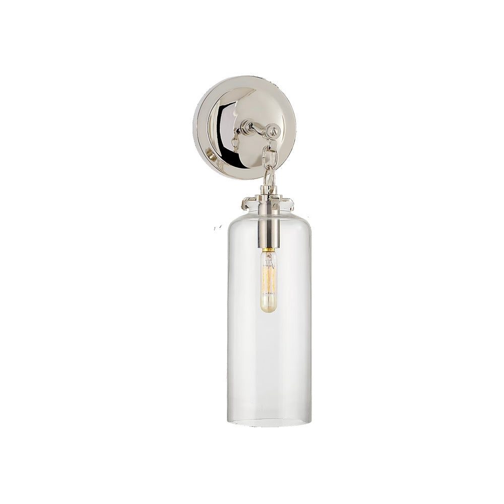 Katie Small Cylinder Sconce LIGHTING - sconce Visual Comfort - Signature Polished Nickel Clear Glass