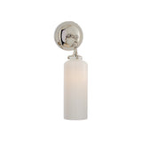 Katie Small Cylinder Sconce LIGHTING - sconce Visual Comfort - Signature Polished Nickel White Glass