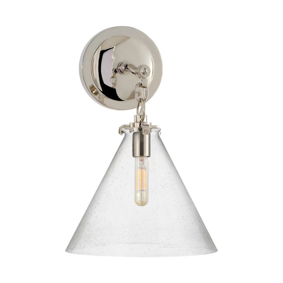 Katie Small Conical Sconce LIGHTING - sconce Visual Comfort - Signature Polished Nickel Seeded Glass