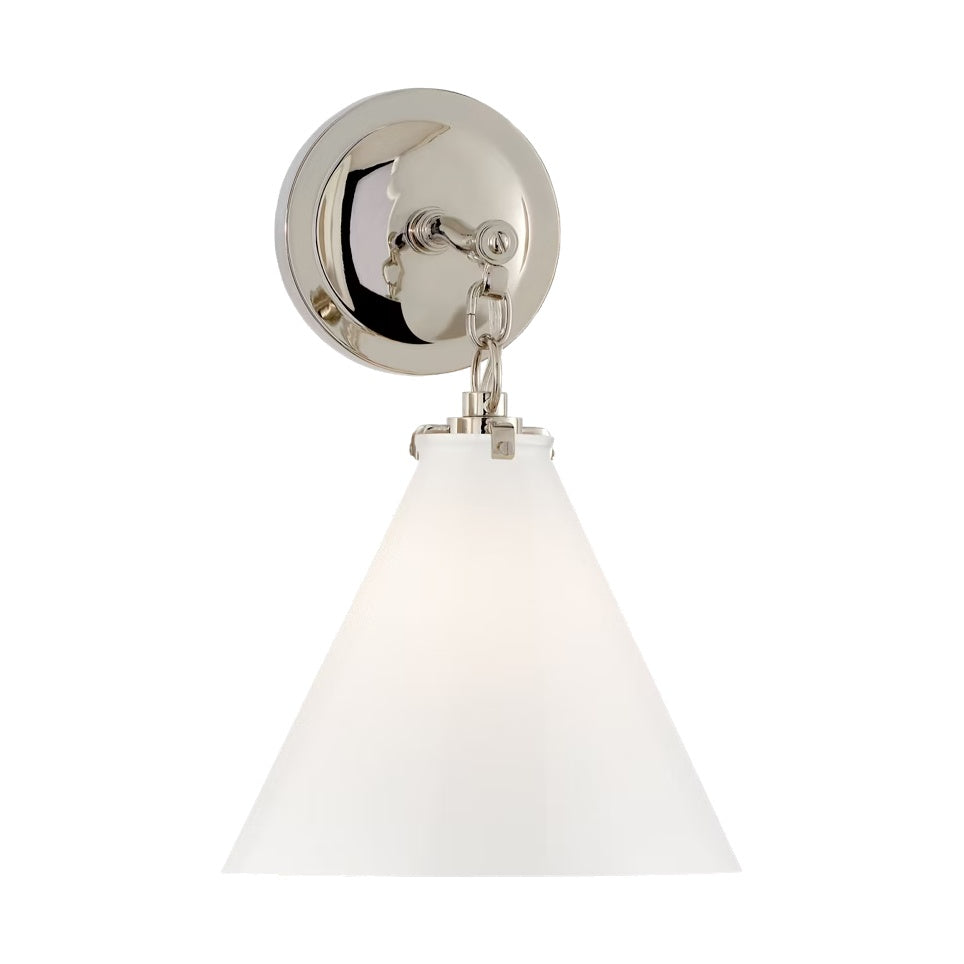 Katie Small Conical Sconce LIGHTING - sconce Visual Comfort - Signature Polished Nickel White Glass