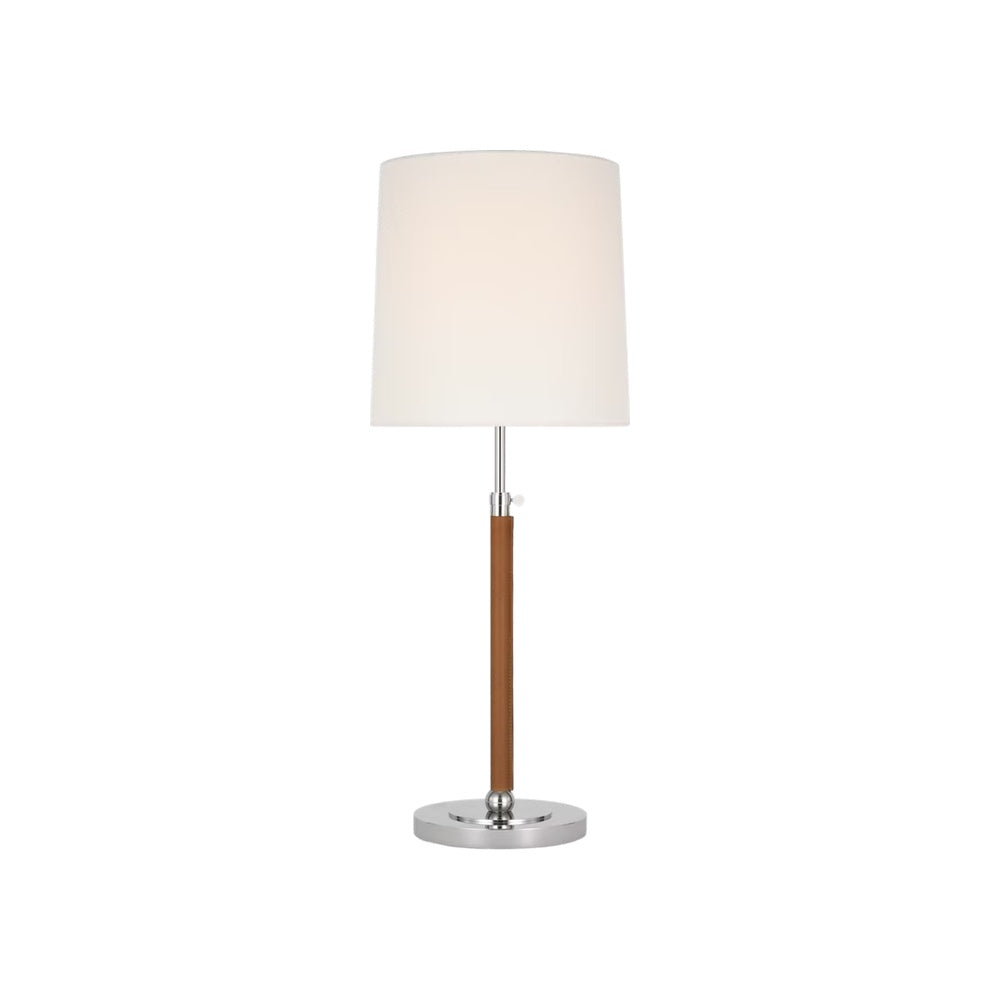 Bryant Large Wrapped Table Lamp LIGHTING - table lamp Visual Comfort - Signature Polished Nickel and Natural Leather