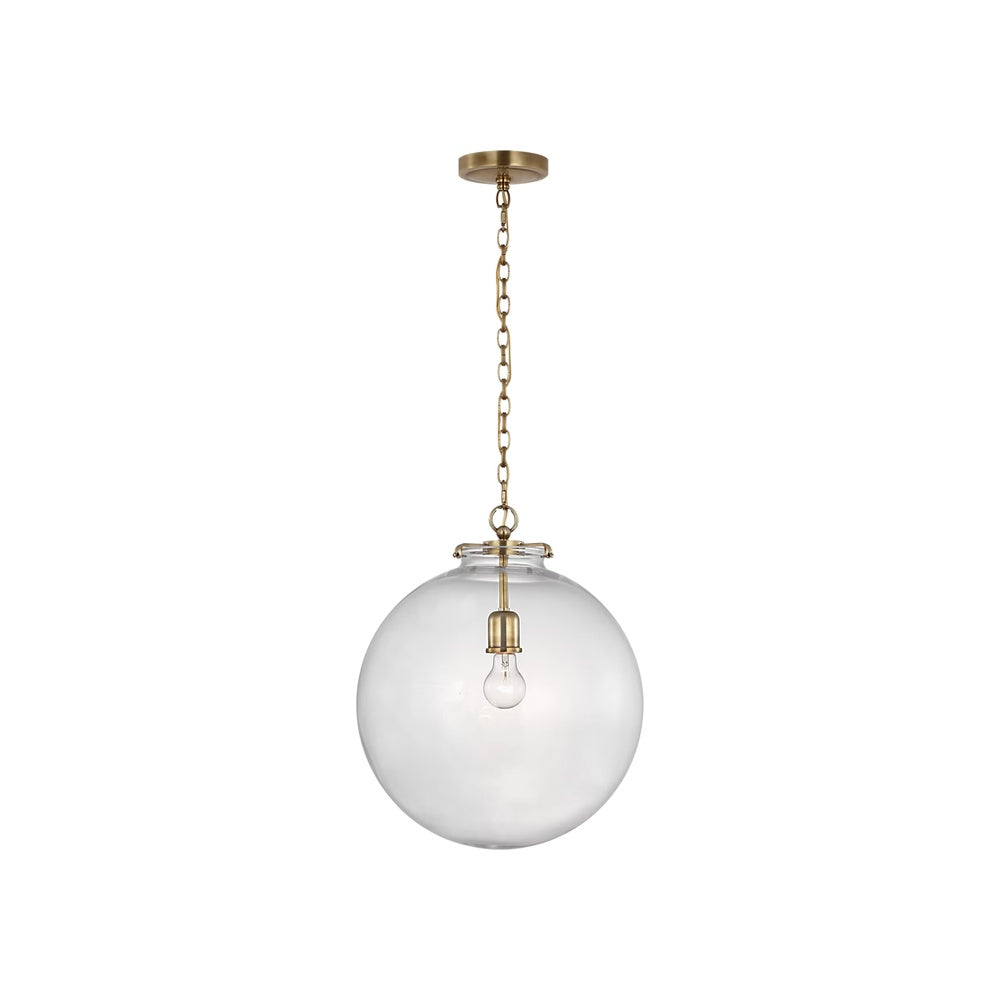 Katie Large Globe Pendant LIGHTING - pendant Visual Comfort - Signature Antique Brass Clear Glass