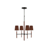 Bryant Small Wrapped Chandelier LIGHTING - chandelier Visual Comfort - Signature Bronze and Saddle Leather 4" x 5.5" x 6" Saddle Leather