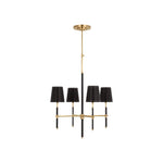 Bryant Small Wrapped Chandelier LIGHTING - chandelier Visual Comfort - Signature Hand-Rubbed Antique Brass and Chocolate Leather 4" x 5.5" x 6" Chocolate Leather